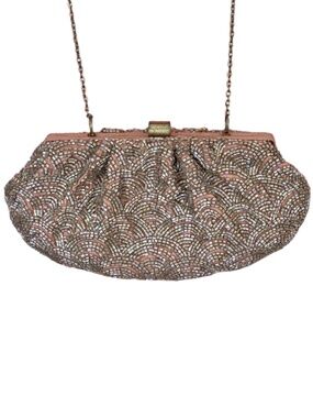 NWOT Miss Albright Anthropologie Beaded Art Deco Scalloped Clutch Evening Bag